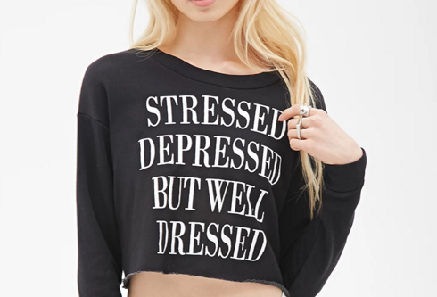 The problem in sweatshirt form, a la Forever 21. (source)